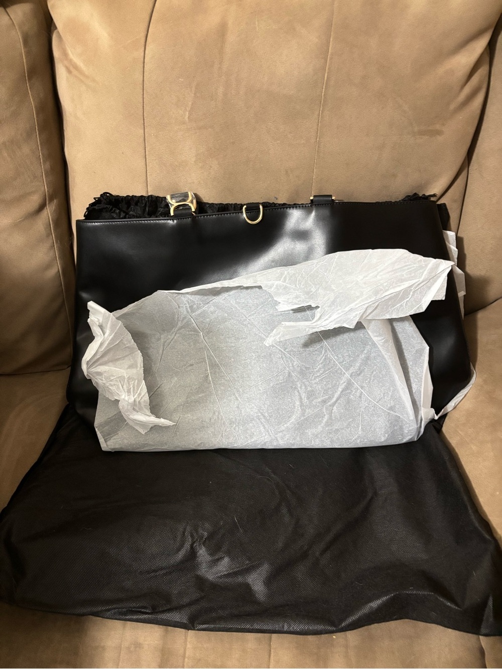 JustFab Black Women's Tote with Gold Accents